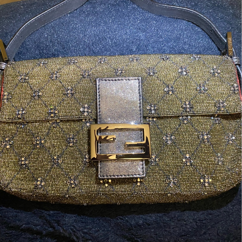 Fendi beaded baguette Metallic bag